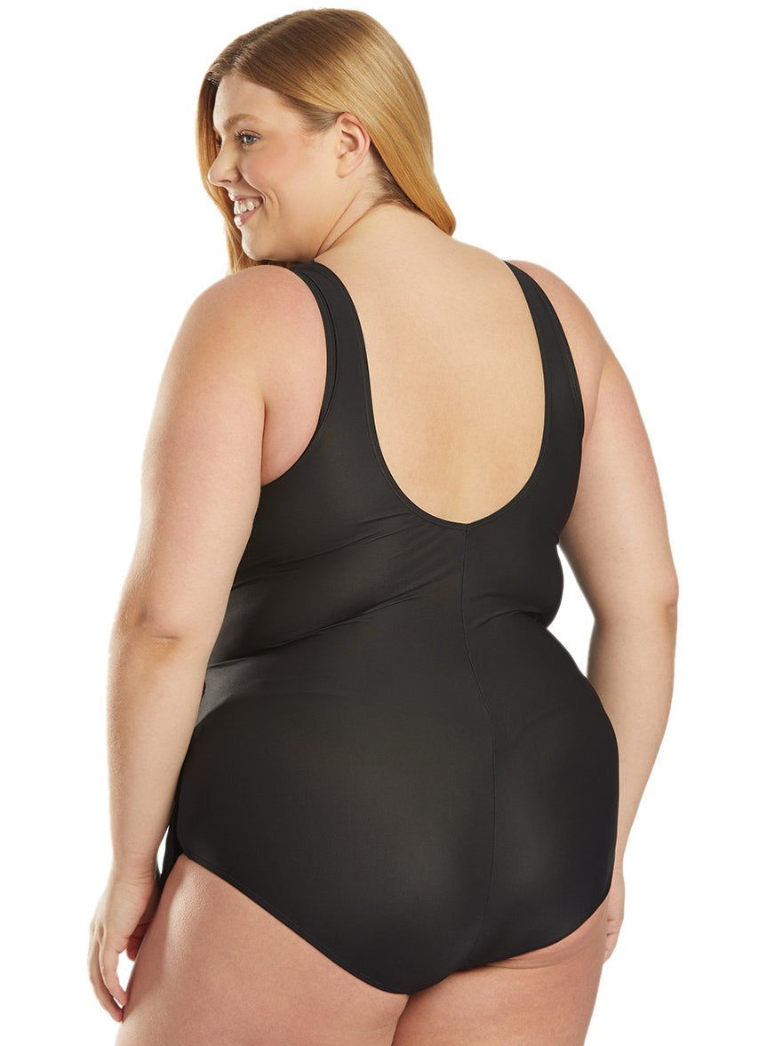 Cuba Ruched Tummy Control Swimsuit in Black | Pour Moi Cuba Ruched Tummy Control Swimsuit in Black | Pour Moi