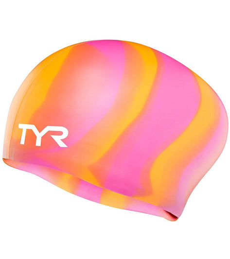 TYR Multicolor Long Hair Silicone Swim Cap