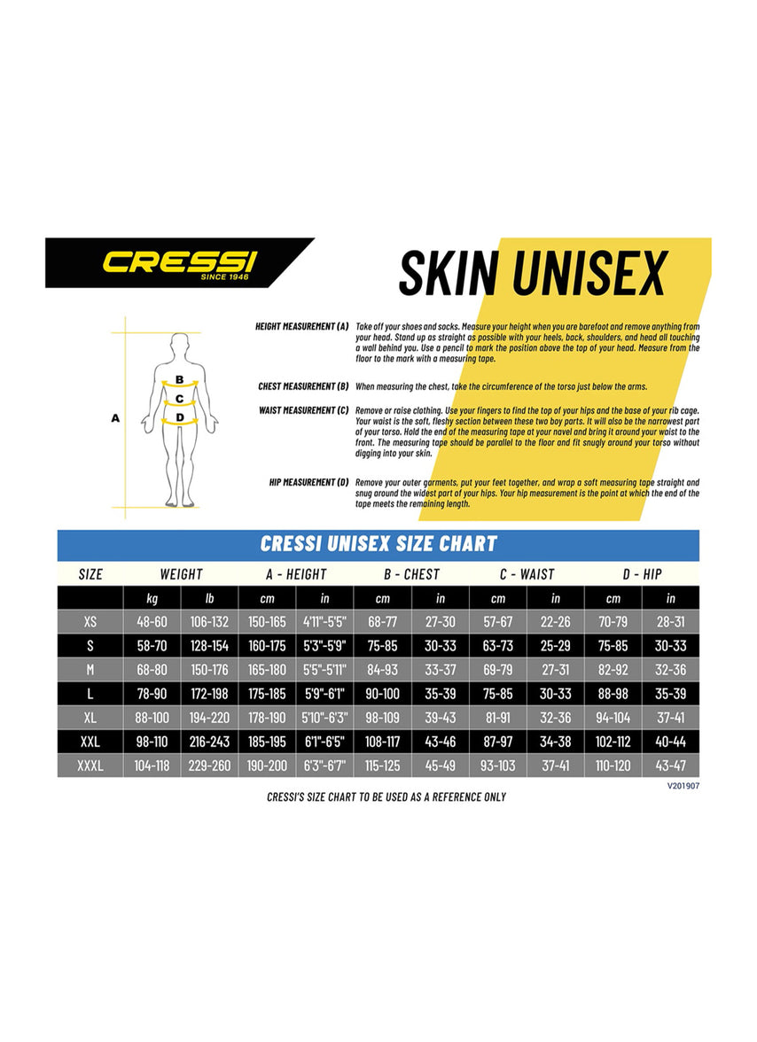 Combinaison Une Pièce CRESSI Skin 1 Mm – 86% Polyester, 14% élasthanne, Fermeture Avant, UV Et Méduses