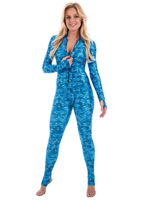 SlipIns Aqua Mermaid Zippered Unitard