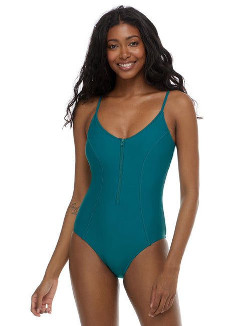 Body Glove Women's Smoothies Skylar Zip One Piece Swimsuit