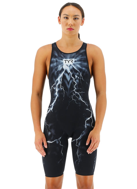 TYR Women's Venzo Phantom Oblivion Open Back Kneeskin Tech Suit Swimsuit