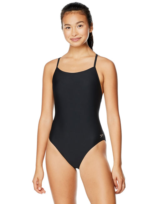 Speedo Women's Solid Relay Back One Piece Swimsuit