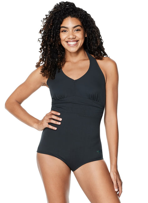 Speedo Women's Solid Halter One Piece Swimsuit