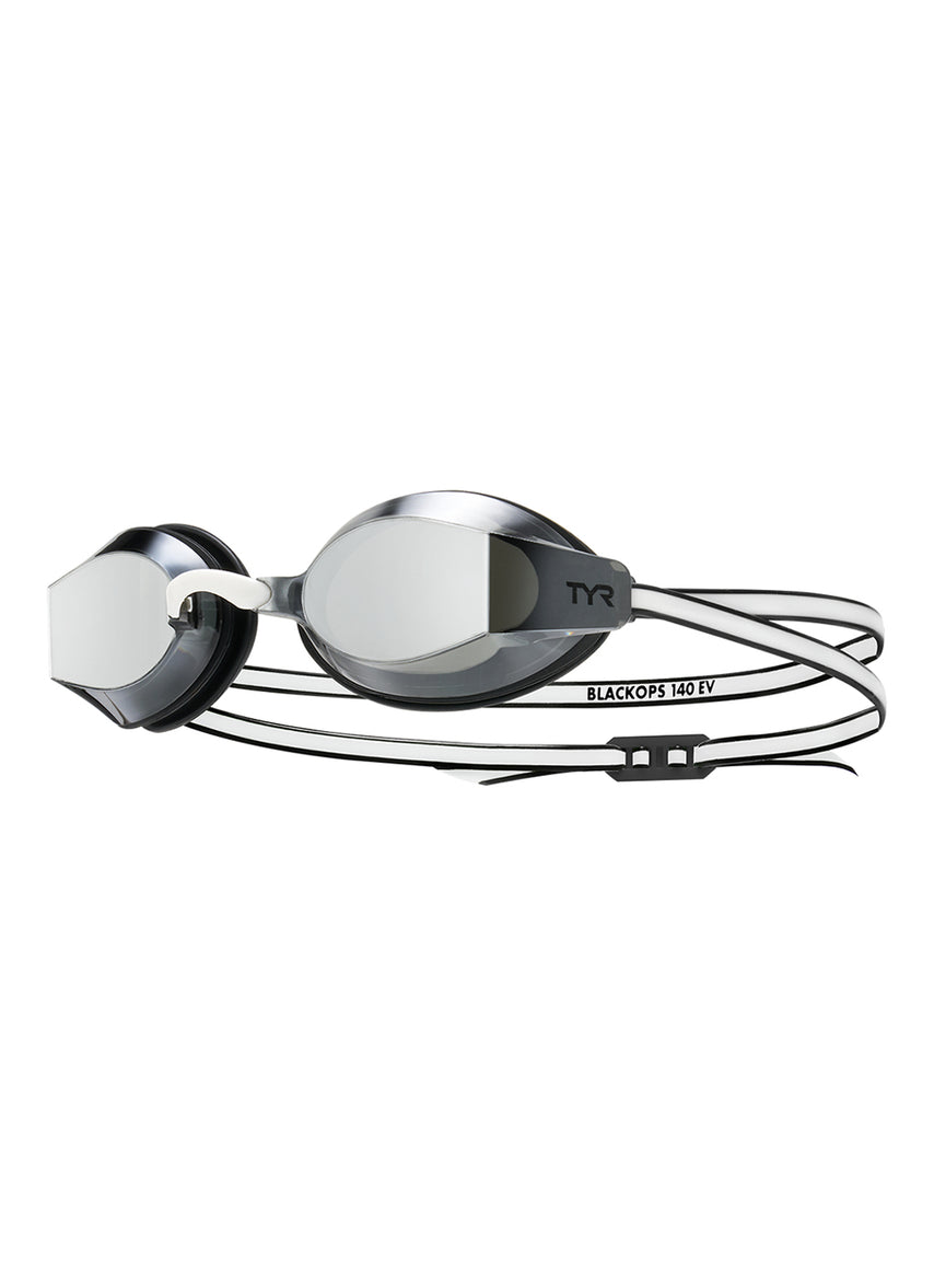 TYR Adults Black Ops 140 EV Mirrored Racing Goggles Black White