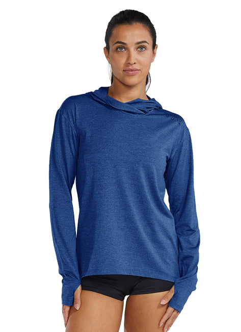 TYR Women's SunDefense Long Sleeve Hooded UPF 50+ Swim Shirt