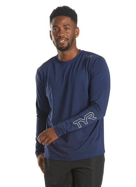 Hang Ten Men's Long Sleeve UPF 50+ Swim Shirt - Quick Dry, Striped, All Seasons