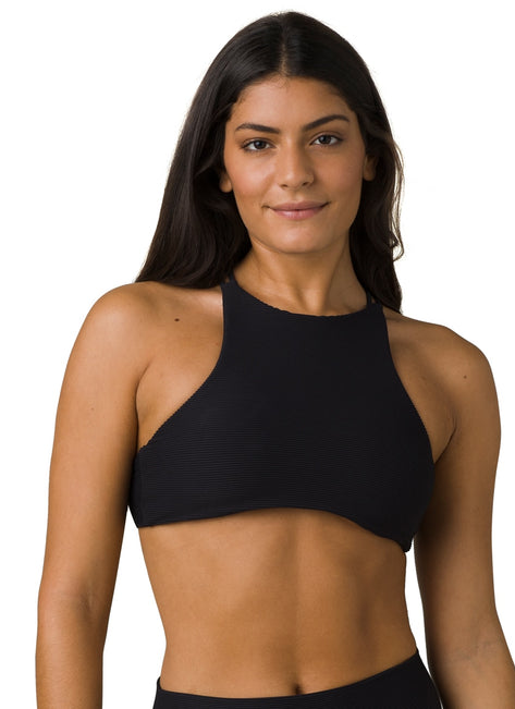 prAna Onyx Bay Ottoman Ribbed High Neck Bikini Top