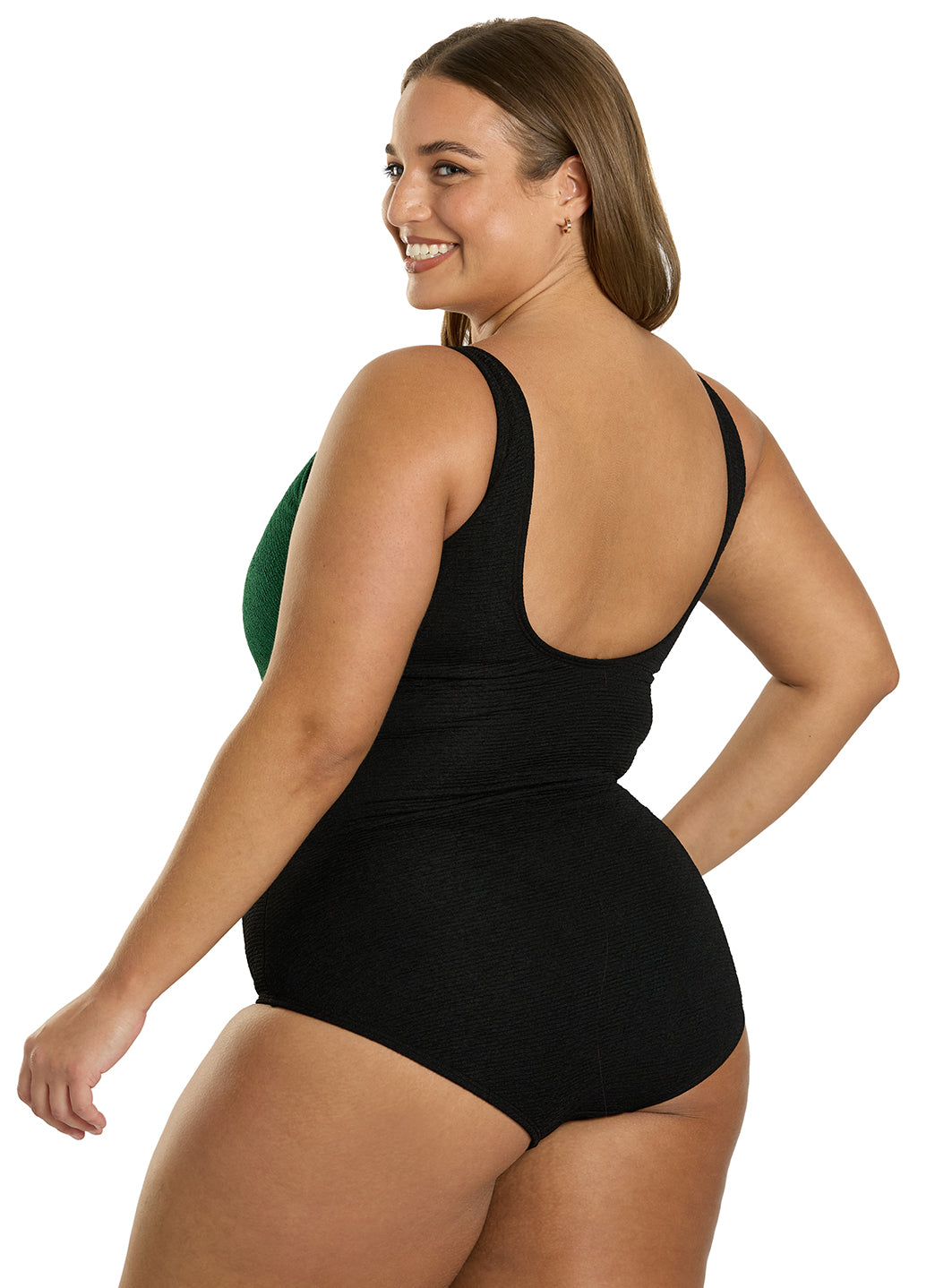 Sporti Plus Size Textured Chlorine Resistance Asymmetric