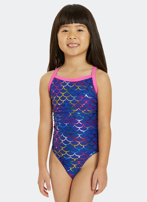 Sporti Mermaid Fancy Foil Thin Strap One Piece Swimsuit Youth (22-28)