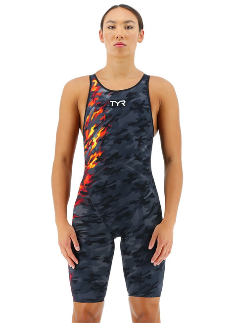 TYR Women's Venzo Camo Open Back Tech Suit Swimsuit