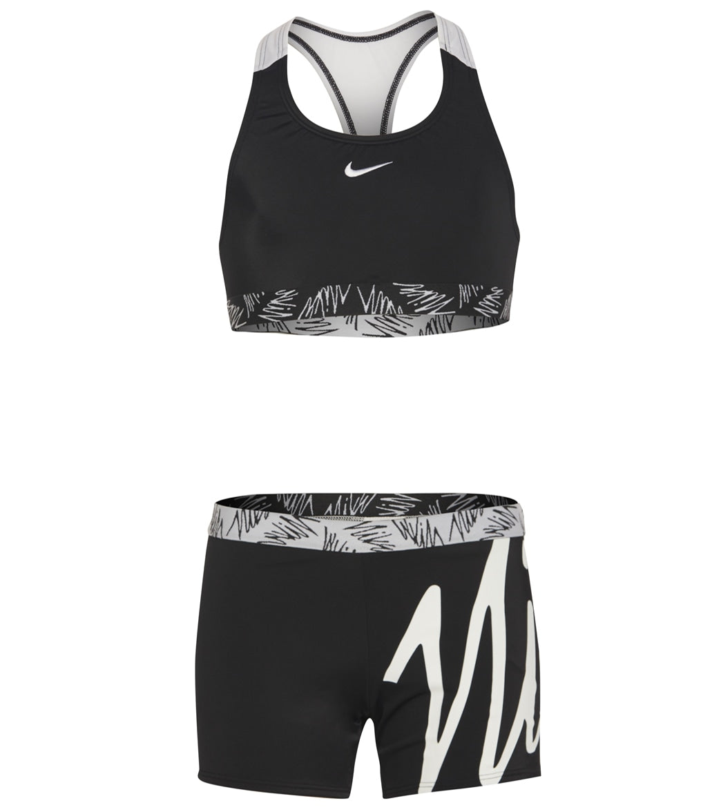 Nike Girls' Script Logo Crossback Sport Two Piece Bikini Set (Big