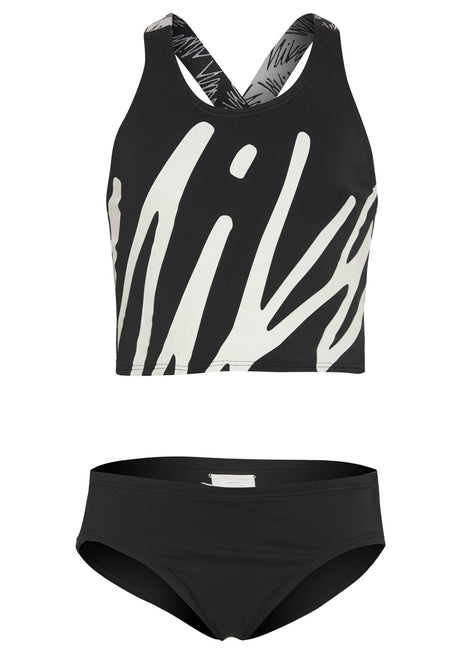 Nike Girls' Script Logo Crossback Two Piece Mid Bikini Set (Big Kid)