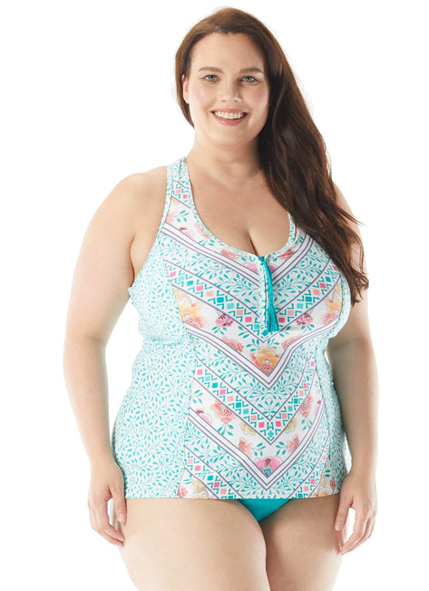 Beach House Women's Plus Size On The Vine Erinna Racerback Tankini Top