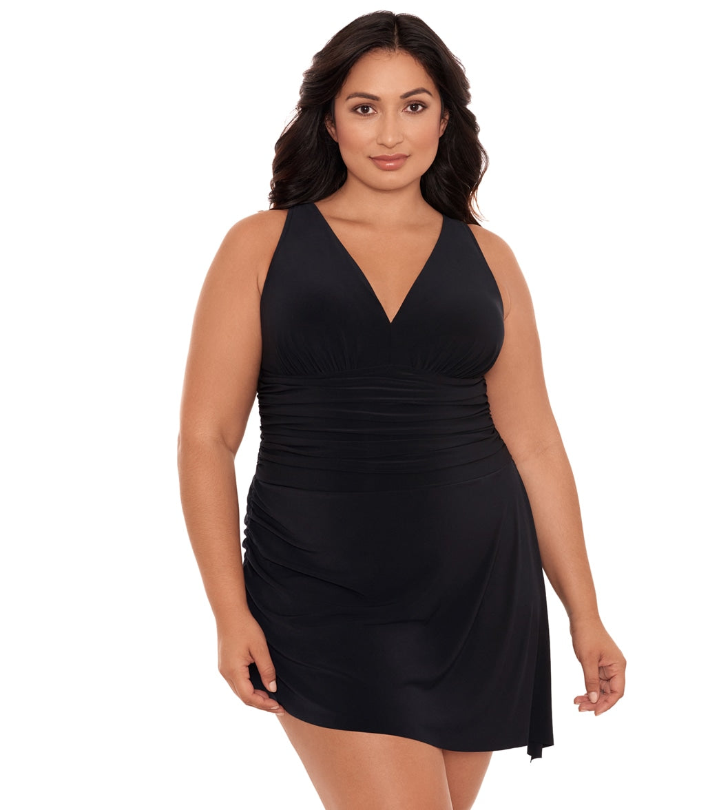 black plus size swim dress Magicsuit Plus Size Solid Celine Swim Dress - Black