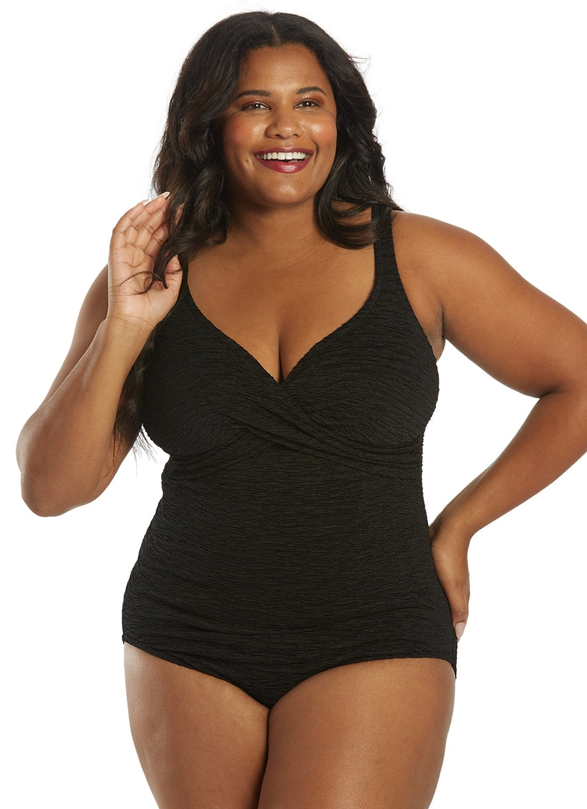 Penbrooke Krinkle Women's Plus Size Chlorine Resistant Long Torso