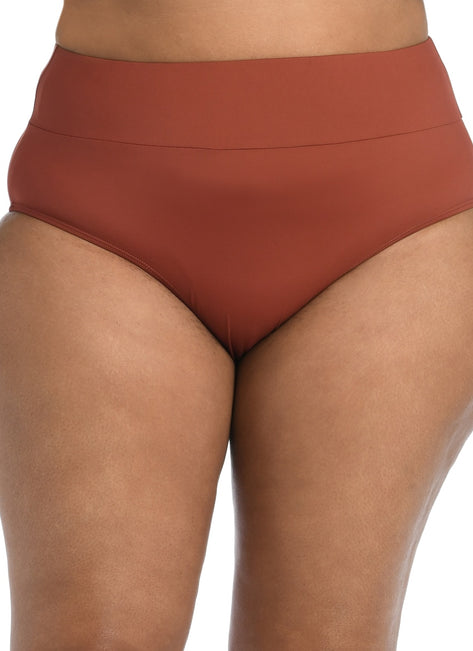La Blanca Women's Plus Size Island Goddess High Waist Bikini Bottom