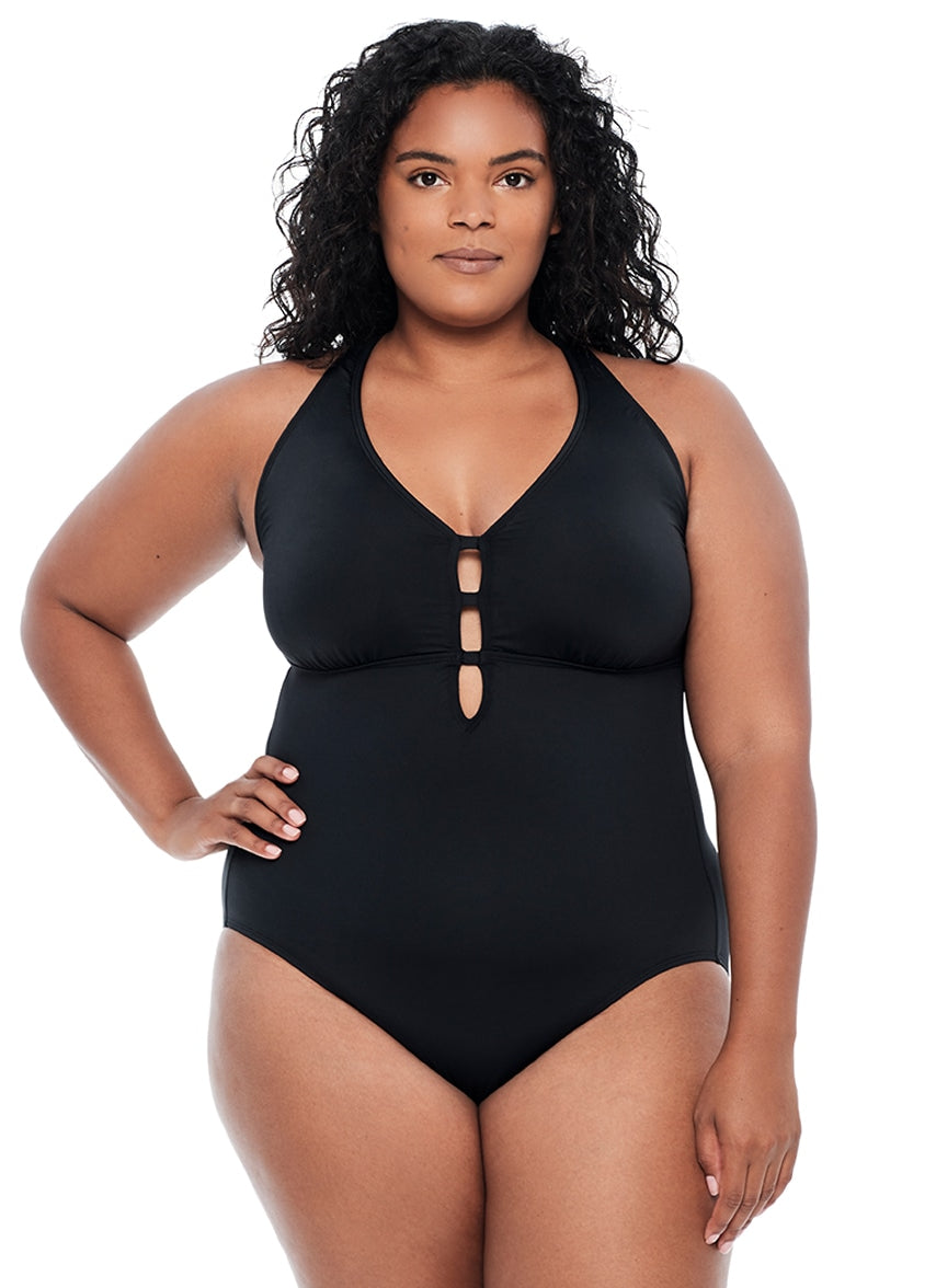 Lauren Ralph Lauren Women's Plus Size Beach Club Plunge One Piece