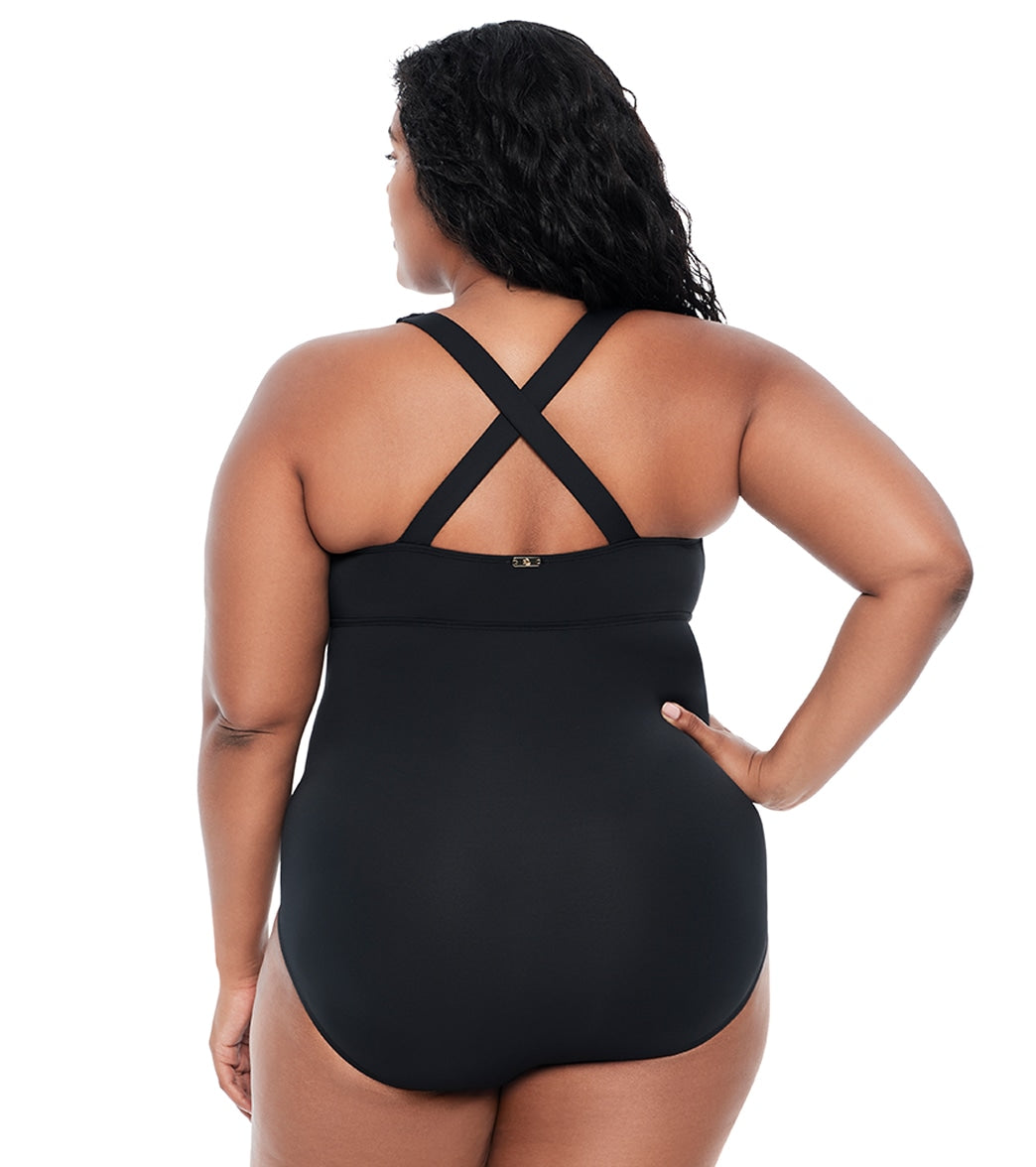 Lauren Ralph Lauren Women's Plus Size Beach Club Plunge One Piece