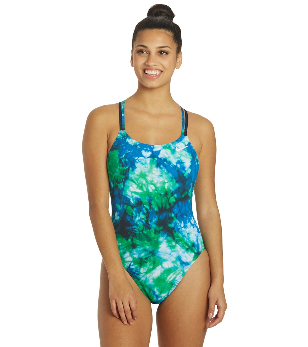 Nike Women's Hydrastrong Tie Dye Spiderback One Piece Swimsuit at