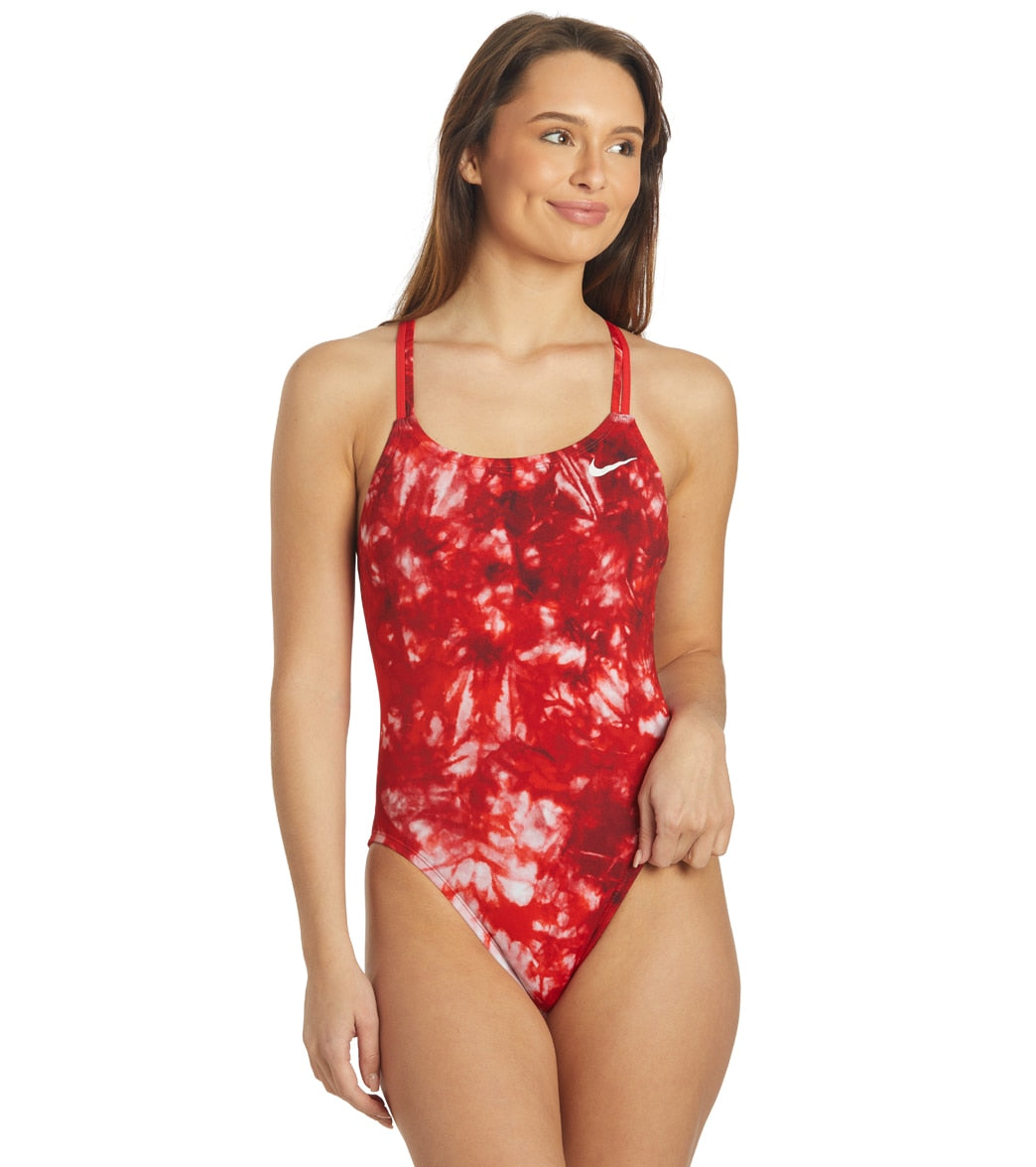 Nike Women's Hydrastrong Tie Dye Spiderback One Piece Swimsuit at
