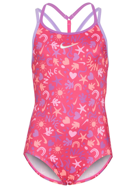 Nike Girls' Fun Forest T-Crossback One Piece Swimsuit (Big Kid)
