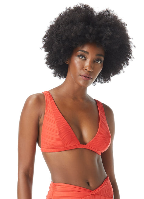 Vince Camuto Women's Ripple Effect Ribbed Triangle Bikini Top