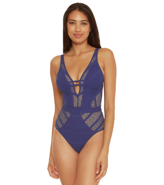Becca Swim Women's Color Play Plunge One Piece Swimsuit at