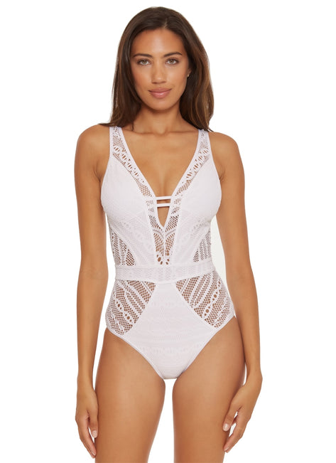 Becca Swim Women's Color Play Plunge One Piece Swimsuit