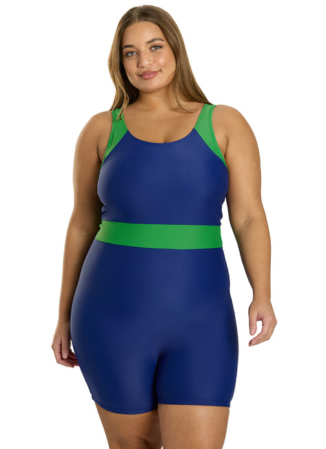 Sporti Plus Size Colorblock Unitard One Piece Swimsuit