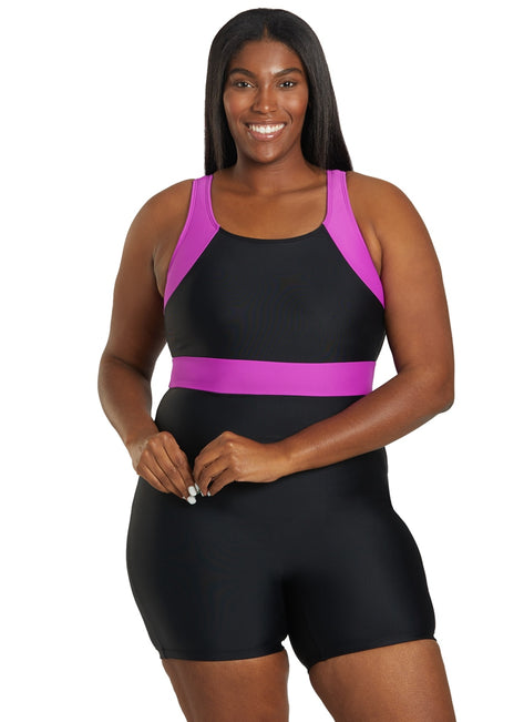 Sporti Plus Size Colorblock Unitard One Piece Swimsuit