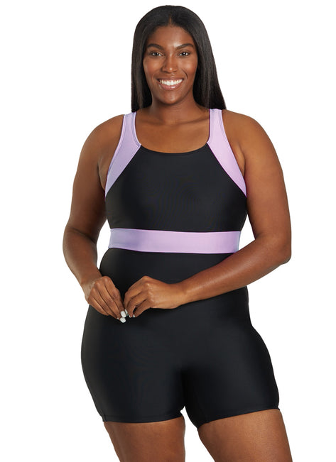 Sporti Plus Size Colorblock Unitard One Piece Swimsuit