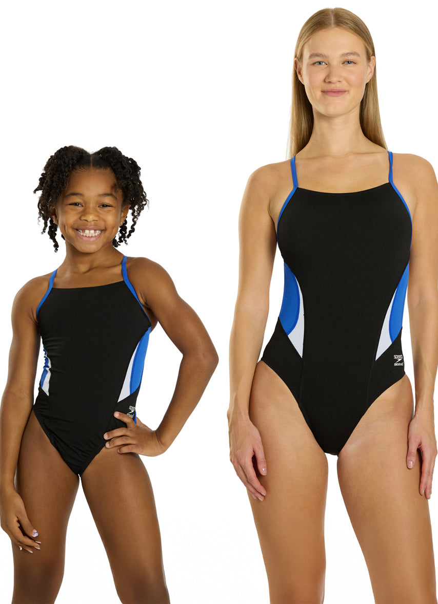 Costume Intero Speedo Prolt Relay Back – Donna 26, African Violet Splice, Tessuto Eco Riciclato