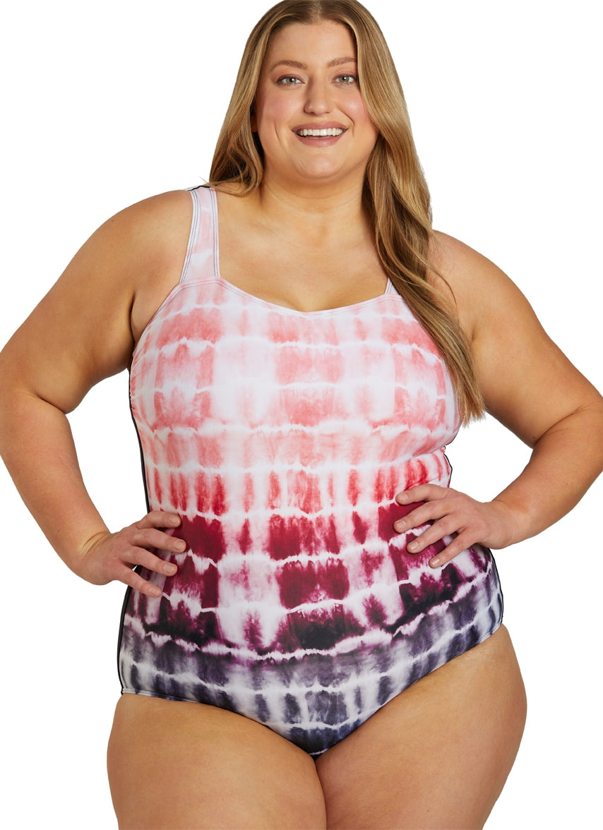 Sporti Plus Size Shibori Moderate Printed Ombre Sweetheart One