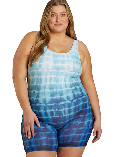 Sporti Plus Size Unitard Shibori Ombre One Piece Swimsuit