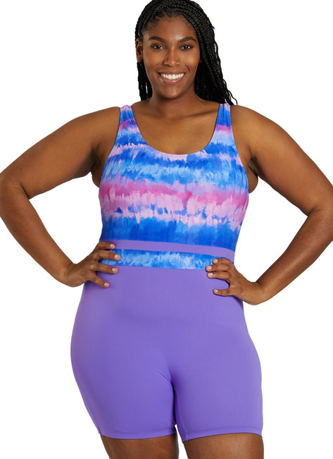 Sporti Plus Size HydroLast Malibu Sunrise Chlorine Resistant Scoop Back Unitard One Piece Swimsuit