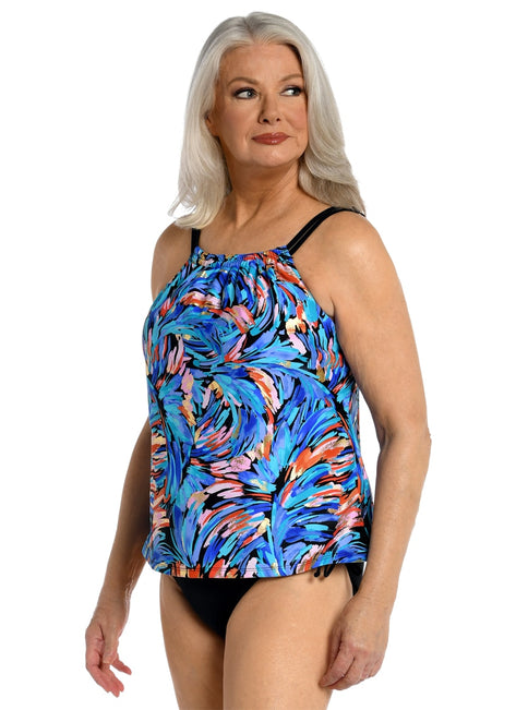 Maxine Women's Feathers and Flair High Neck Tankini Top