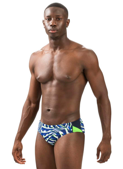 Dolfin Men's Reliance Atomic Print Color Block Racer Swimsuit