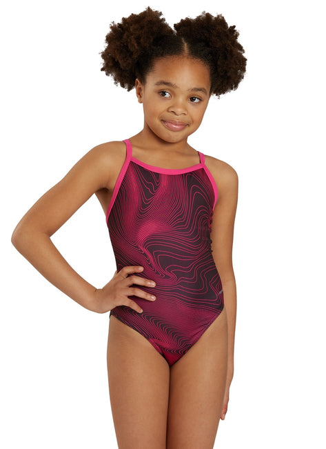 Sporti HydroLast Sonar Waves Thin Strap One Piece Swimsuit Youth (22 - 28)