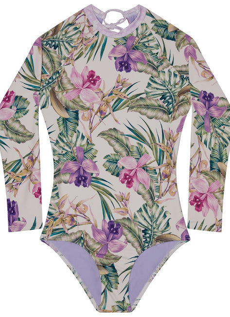 Splendid Girls' Panama Garden Long Sleeve One Piece Swimsuit (Big Kid)