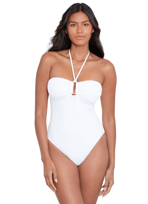 Ralph Lauren Women's Crochet Ring Bandeau One Piece Swimsuit