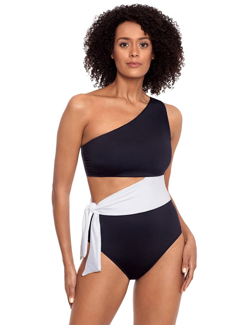 Ralph Lauren Women's Bel Air Cutout One Shoulder One Piece Swimsuit