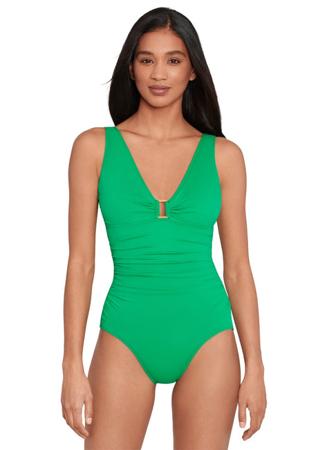 Ralph Lauren Women's Beach Club Solids Ring One Piece Swimsuit