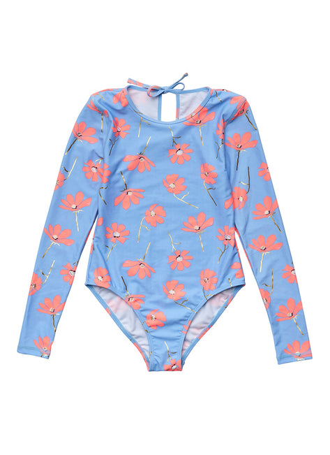 Snapper Rock Girls' Beach Bloom Long Sleeve One Piece Swimsuit (Toddler, Little Kid, Big Kid)