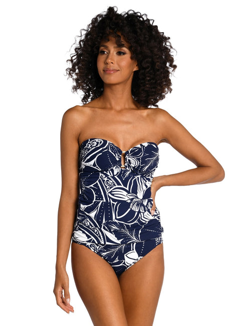 La Blanca Women's At The Playa Shirred Tankini Top
