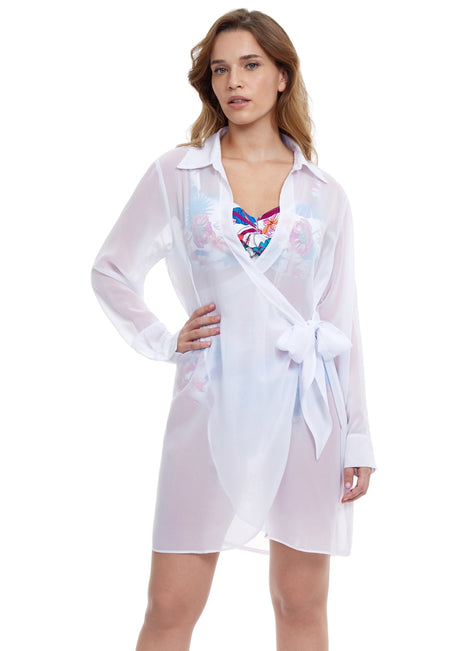 Profile by Gottex Women's Tutti Frutti Blouse With Side Tie Knot Cover Up