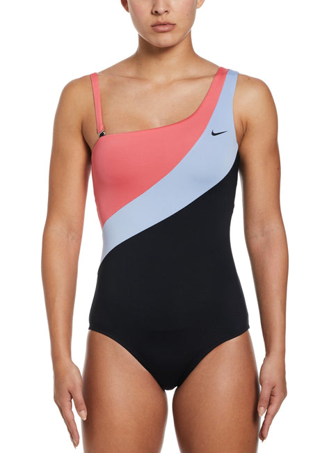 Nike Women's Colorblock Asymmetrical One Piece Swimsuit