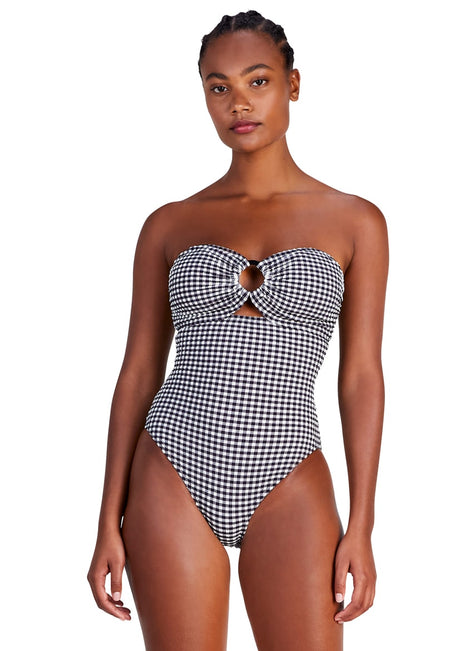 Kate Spade New York Women's Gingham Ring Bandeau One Piece Swimsuit