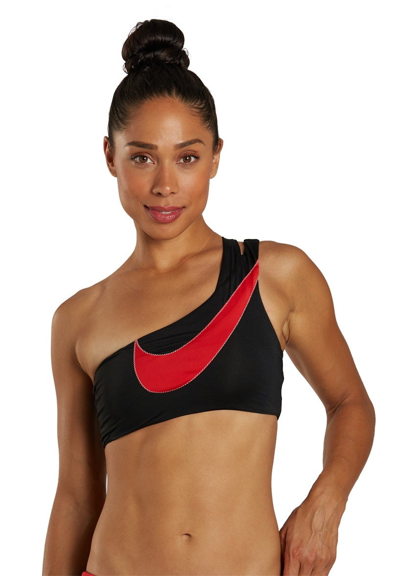 Nike Women's Swoosh Block Asymmetrical Bikini Top at