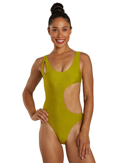 Nike Women's Block Texture Cut-Out One Piece Swimsuit